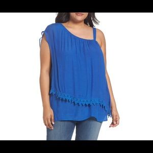 Bobeau One Shoulder Overlay Top (1X)